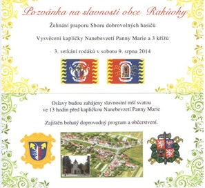 Pozvánka na slavnosti obce Rakůvky